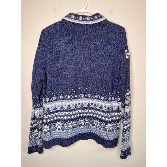 2000s Heirloom Collectibles Snowflakes Winter Fair Isle Christmas Cardigan M - Picture 5 of 5